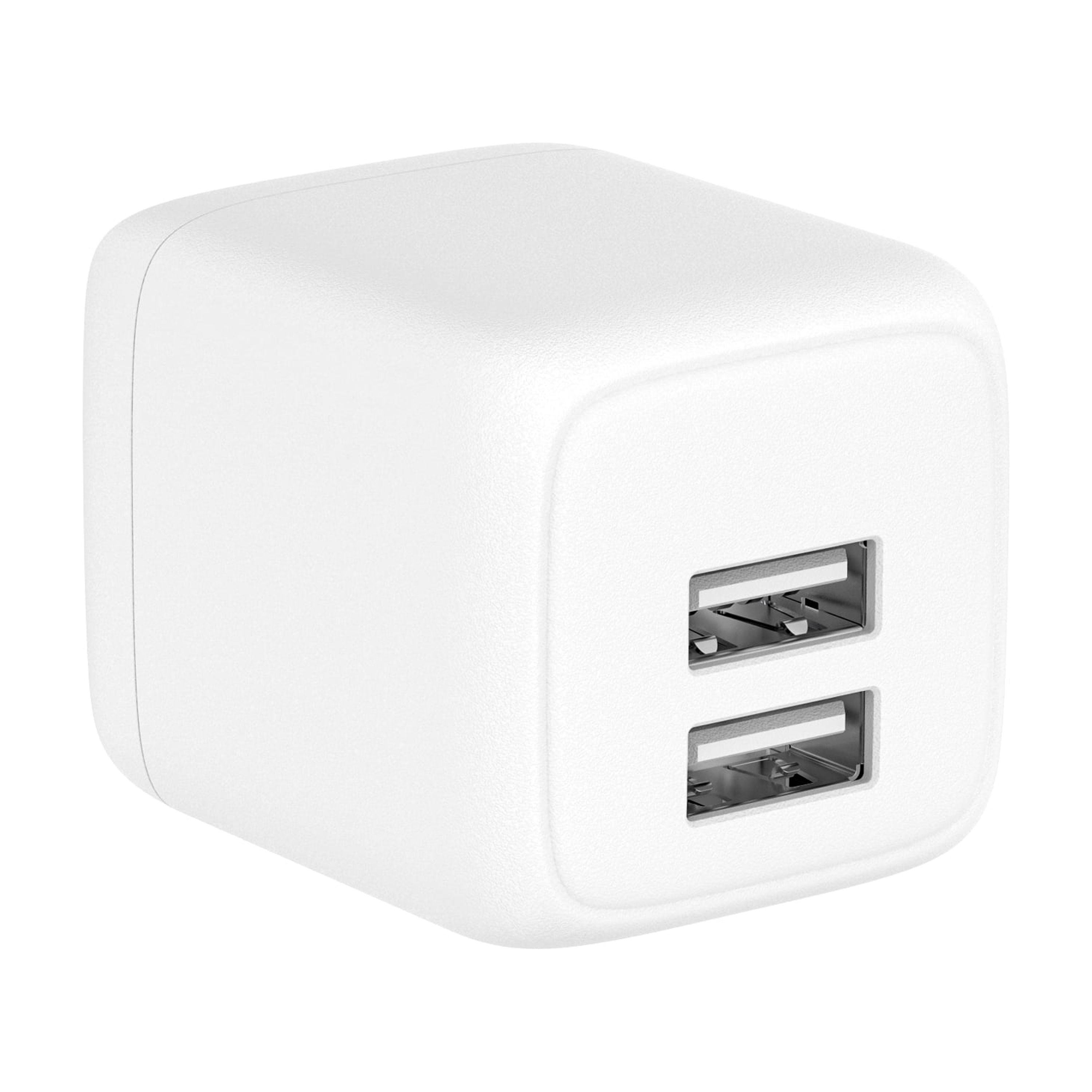 (5 pack) onn Dual USB-A Port 24W Wall Charger with 3ft Lightning to USB Cable, Foldable Plug, White