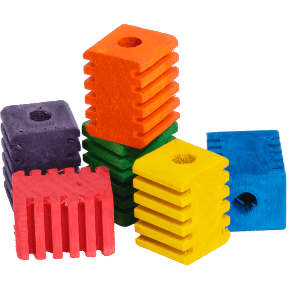 Bonka Bird Toys 3408 Pk6 Ribbed Wooden Rectangles Bonka Bird Foot Toys