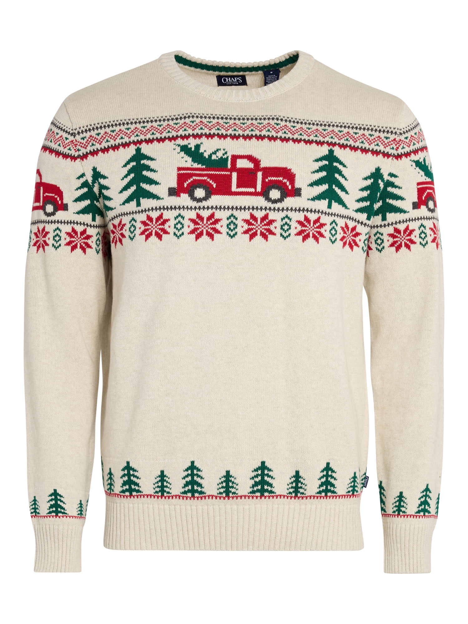 Chaps Men's & Big Men's Cotton Holiday Fairisle Crewneck Sweater, Sizes S-3XL