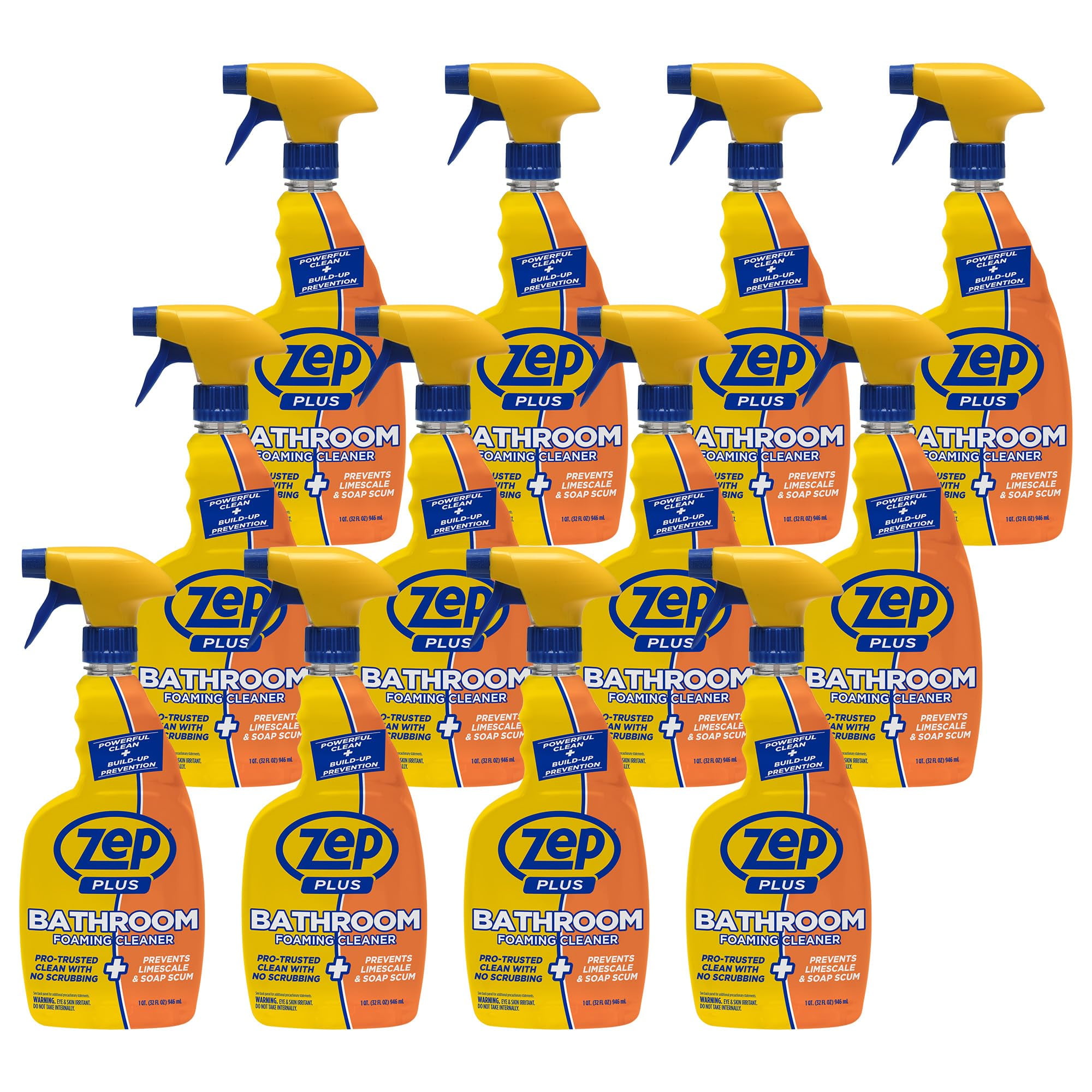 Zep Plus Glass & Mirror Foaming Cleaner - 32 oz. (Case of 12) - R53812 - Keep Your Mirror and Glass Surfaces Clear + Streak-Free While Also