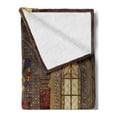 thumbnail image 2 of Gothic Soft Flannel Fleece Throw Blanket, Red Medieval in Chapel Eagle Portrait on Wall Fantasy Building Print, Cozy Plush for Indoor and Outdoor Use, 50" x 70", Brown Ruby, by Ambesonne, 2 of 5