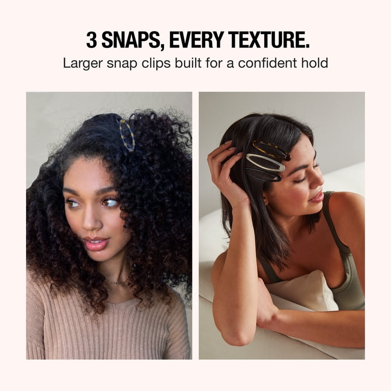 4 pack) Scunci No-Slip Grip Oval Snap Hair Clips, Multicolor, 3