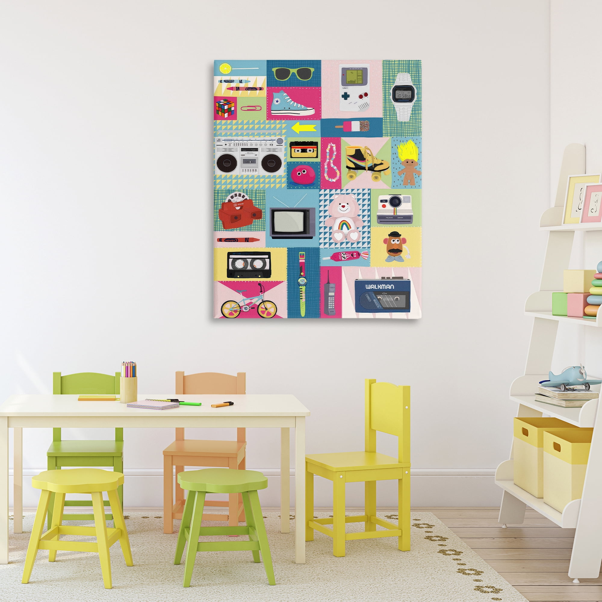 Stupell Industries Retro 80's Patchwork Collection Canvas Wall Art, design by Hanna Melin