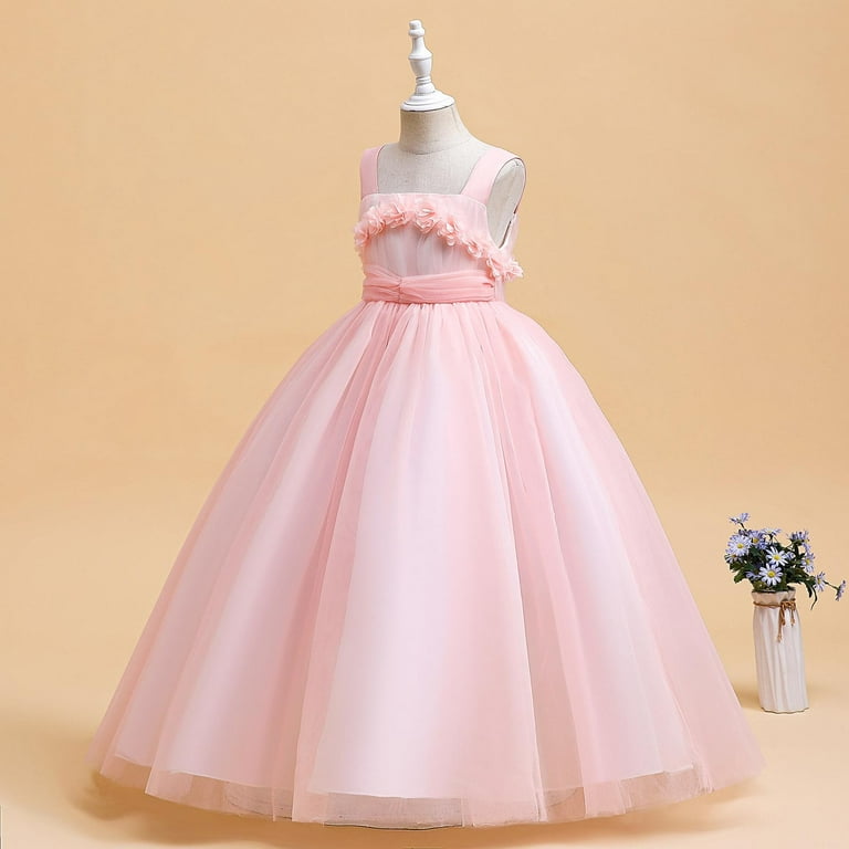 Wedding Guest Dresses for Girls 225 Size 6-17 Juniors Teens Elegant  Sleeveless Floral A-Line Solid Tulle-Tutu Flower Girls Prom Dress -  Walmart.com