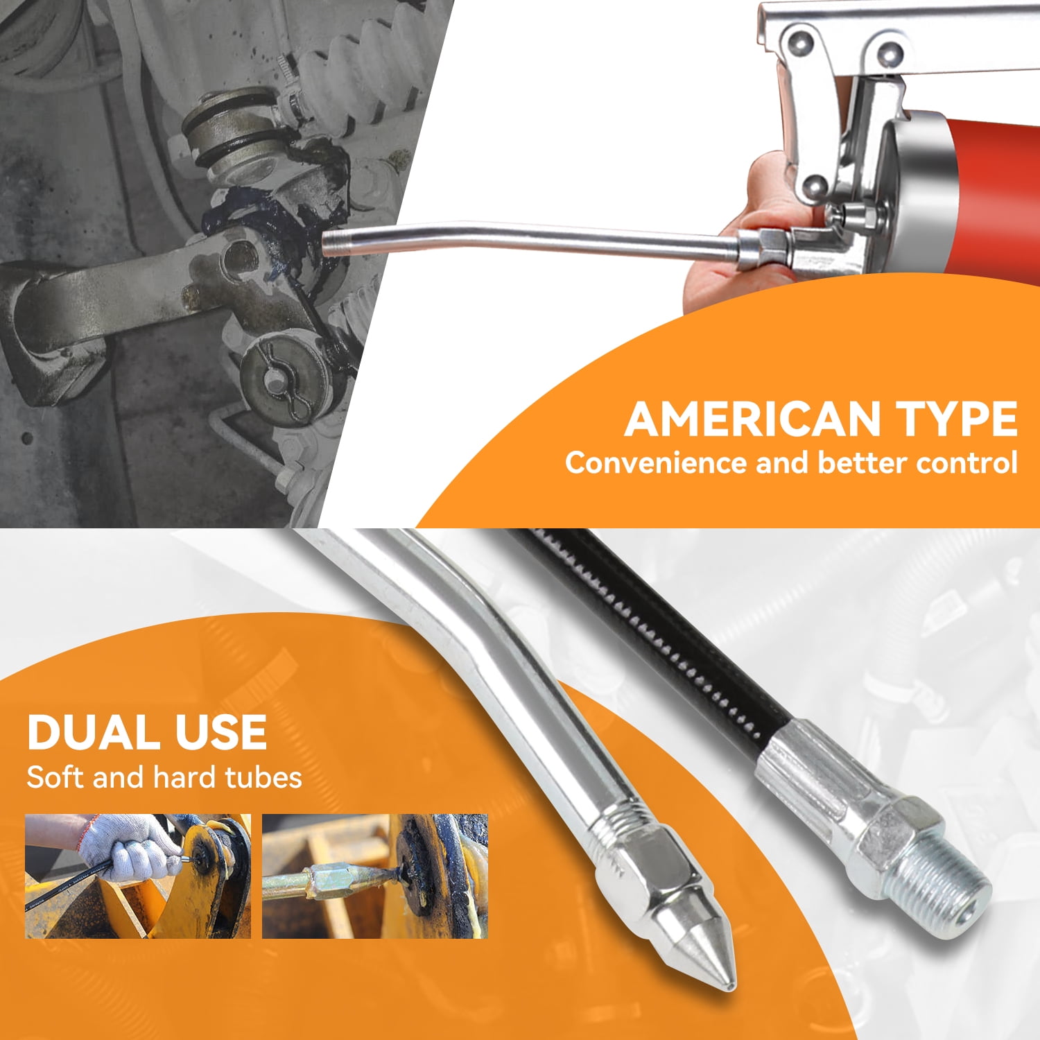 18 Inches Multipurpose Manual Solid Steel Fitting Grease Gun
