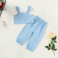 thumbnail image 4 of xiaxaixu Kids Baby Girl Set Sleeveless Ruffle Button Cropped Vest Tracksuits, 4 of 9