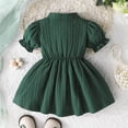 thumbnail image 6 of Baby Girl St. Patrick's Day Dress Set Solid Round Neck Long Sleeve Pullover Tops Skirts Outfits Mesh Dresses Summer Clothes,Dark Green,6-9 Years, 6 of 6
