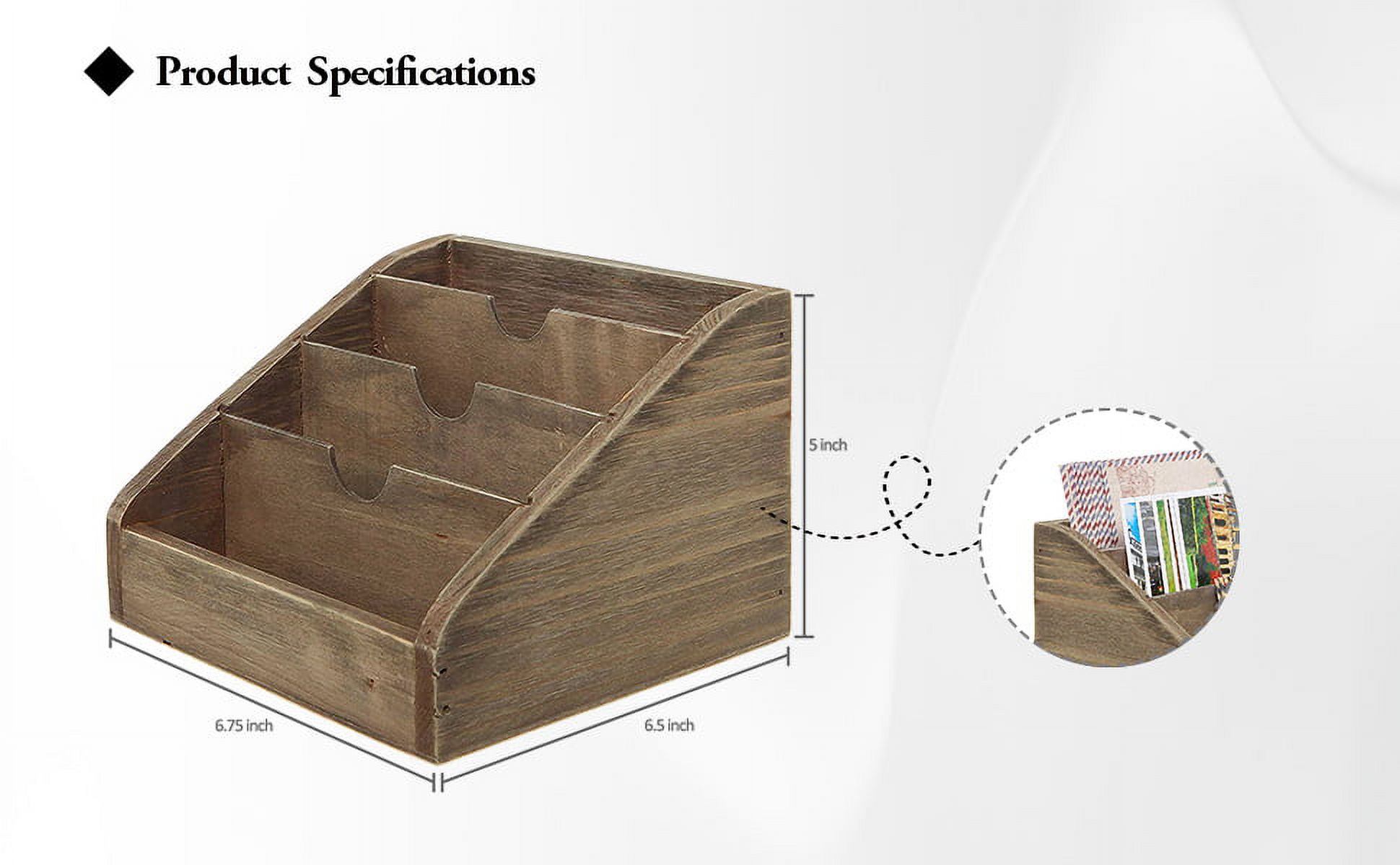MyGift Dark Brown Wood 4 Compartments Rustic Mail Sorter, Desk Organizer Rack for Home, Office, Classroom, Dorm