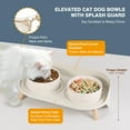 thumbnail image 4 of Cat Food Water Bowl Set - Raised Cat Bowls with Non Slip Stand - Elevated Puppy Bowls - Double Ceramic Cat Feeding Bowls - 2 x 480 ML - 16.23 OZ - White, 4 of 8