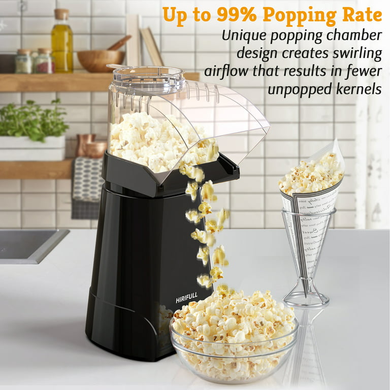 HomeDirect Hot Air Popcorn Popper Maker with Measuring Cup to Portion  Popping Corn Kernels + Melt Butter, Aqua(Black) 