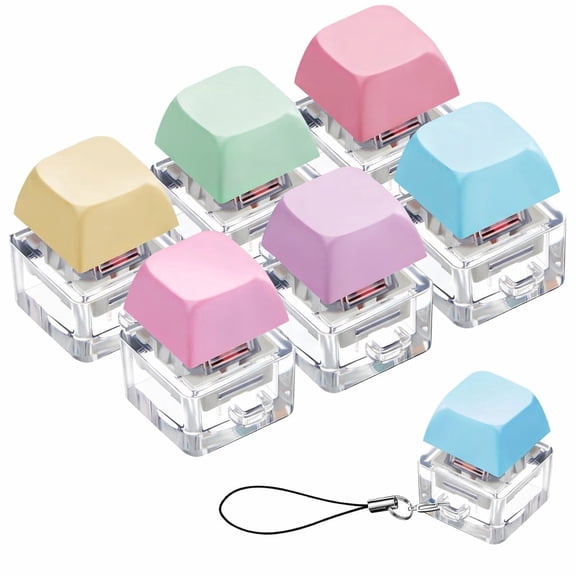 Lsupdaol 6 Pcs Keyboard Fidget Toy Fidget Clicker Keyboard Keychain Decompression Toys Button Stress Relief Gifts for Adult to Relief Stress Pass The Time(Macaron Colors)