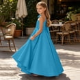 thumbnail image 4 of Dvprdro Girls Summer Dresses High Waist A-line Swing Dress One-Shoulder Short Sleeve Solid Color Ankle Length Casual Party Daily Wear, 4 of 5