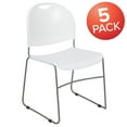 thumbnail image 2 of Flash Furniture HERCULES Series 5 Pack 880 lb. Capacity White Ultra-Compact Stack Chair with Silver Powder Coated Frame, 2 of 13