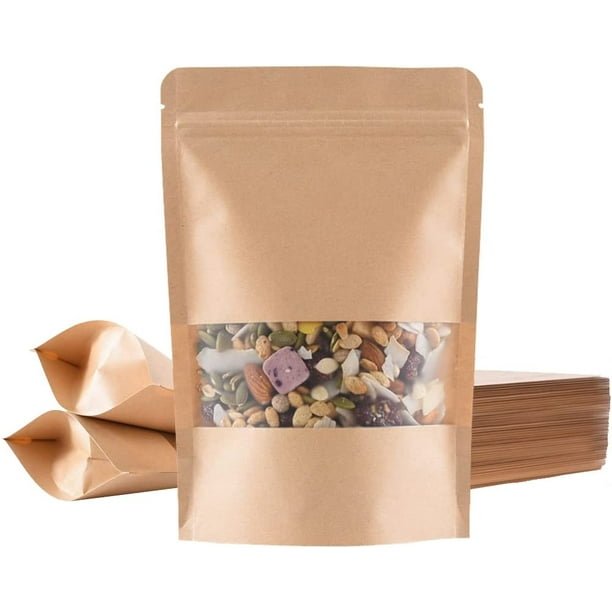 100 bolsas de papel kraft Stück con ventana (15 * 22 * 5,5 cm), bolsa de papel kraft, bolsa de papel kraft, seguridad del material, impermeable y a prueba de humedad ACTIVE Biensenido a ACTIVE