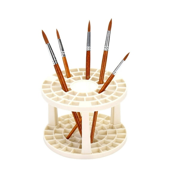 EeaseMX Portalápices multifuncional, organizador de pinceles con múltiples agujeros, redondo, para el hogar y la escuela (blanco cremoso)