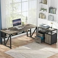 thumbnail image 3 of Tribesigns L Shaped Desk with Drawer Cabinet, 63" Executive Computer Desk and lateral File Cabinet, for Hanging File, Doors with Locks (Gray, 63 inches), 3 of 7