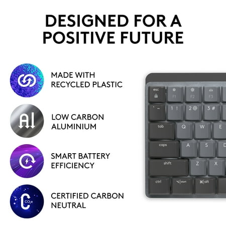 Logitech - MX Mechanical Full size Wireless Mechanical Tactile Switch Keyboard for Windows/macOS with Backlit Keys - Graphite