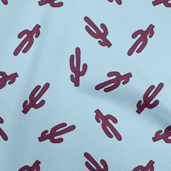 oneOone Cotton Jersey Light Blue Fabric Plant Cactus With Geometric Diy Clothing Quilting Fabric Print Fabric By Yard 58 Inch Wide