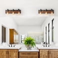 LNC 3-Light Black and Brown Wood Farmhouse Bathroom Vanity Light,21.3"L x 4.3"D x 5.9"H ...