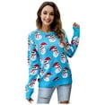 thumbnail image 1 of Pull de Noël pour Dames Cardigan Tricoté Doux Mi-Longueur Blouse Ample Imprimé Graphique Tricot Col Rond Mode Pull Manches Longues Chaud, 1 of 7