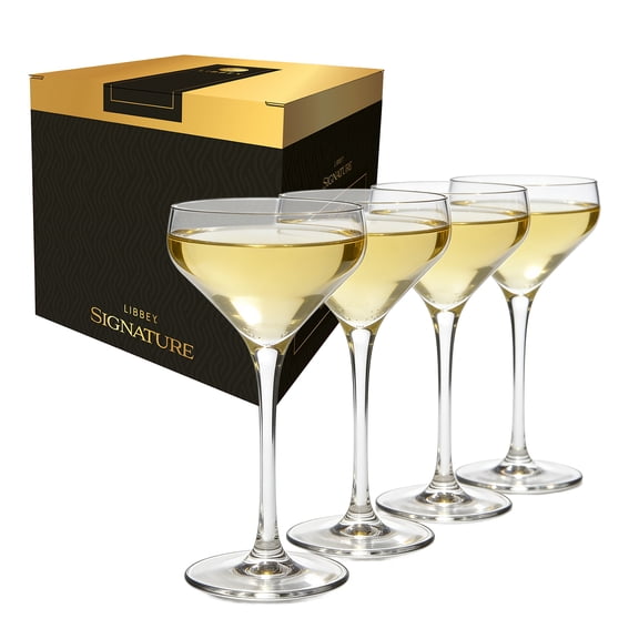Libbey Signature Coupe Glasses Set of 4, Timeless Cocktail Glasses for Drinks and Desserts, Lead Free Bar Glassware for All Occasions