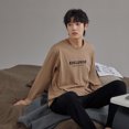 thumbnail image 3 of Pijamas de primavera y otoño para hombre, se pueden usar al aire libre, cuello redondo, manga larga, traje informal de algodón con cuello redondo para el hogar para primavera y otoño para, 3 of 6