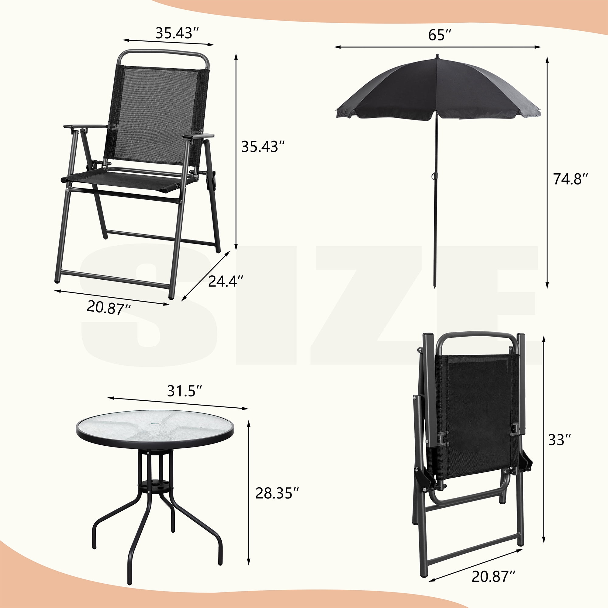 Walsunny 6 Piece Patio Furniture Set with Umbrella, Outdoor Patio