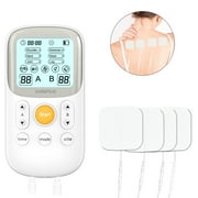 JUMPER TENS Unit Handheld Electronic Pulse Massager Unit Dual Channel Electro Therapy Electrical Stimulation Muscle Therapy Pain Relief System w/ 6 Sites 5 Modes 10 Intensity Levels for 2 Users