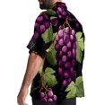 thumbnail image 3 of Grape Men's Short Sleeve Printed Poplin Beach Shirts with Spread Collar - Casual Button Down Summer Tops for Unisex, 3 of 6
