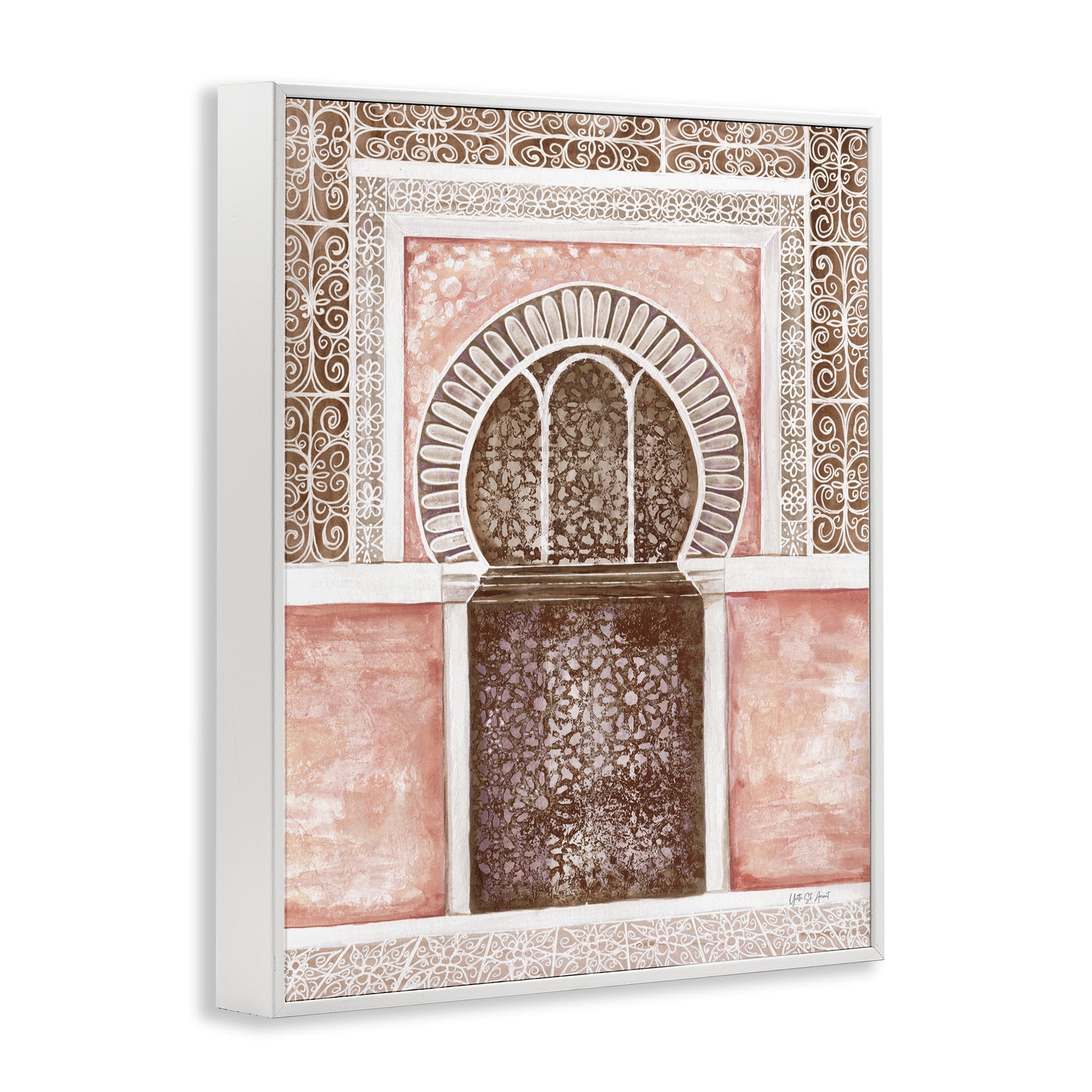 Stupell Industries Moroccan Tiled Alcove Town & City Painting White Framed Art Print Wall Art, 24 x 30