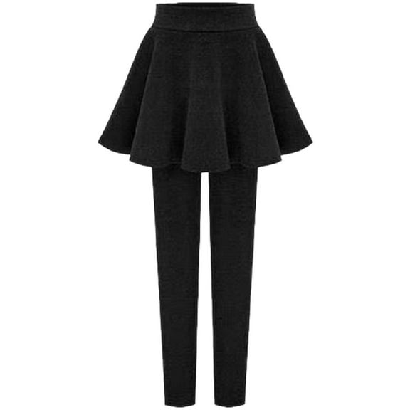 Prolriy Fleece Lined Leggings Women's Winter Warm Fleece Lined Thick Flare Skirt with Leggings Attached for Women Skirts with Leggings Skirt Leggings Tennis Skirted Leggings for Women Black A