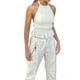 thumbnail image 3 of VISgogo Mujeres Summer Tank Tops, Patchwork Atado Halter Neck Ruffle Sin Mangas Backless Chaleco Tops para Damas, Blanco VISgogo  moda, 3 of 9