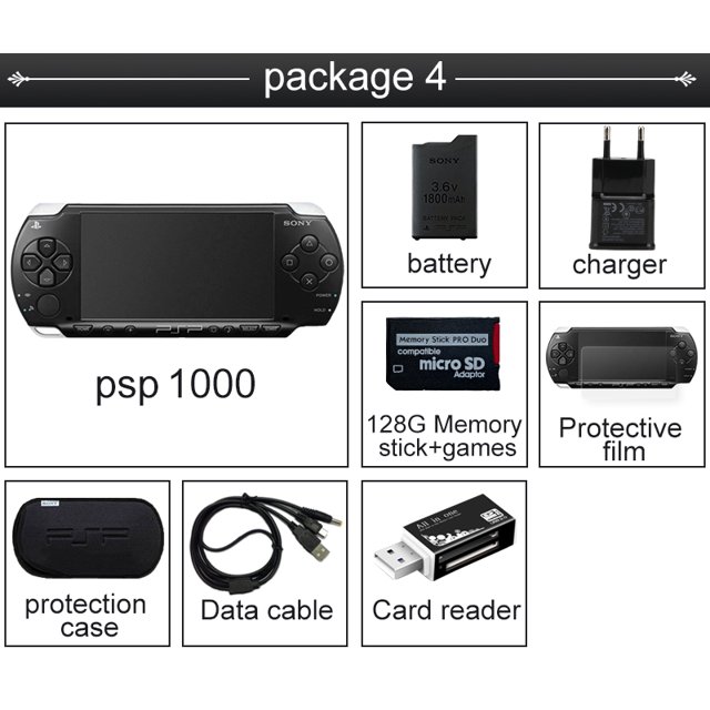 PSP-1000 Original PSP reacondicionado para consola Sony PSP 1000, 16 GB, 32GB, 64GB, 128GB, tarjeta de memoria