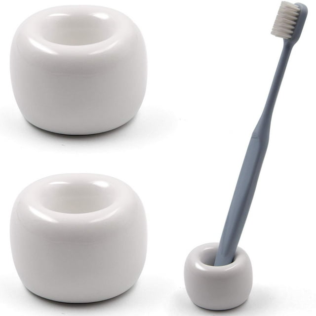2 piezas de soporte para cepillo de dientes de cerámica con forma de donut, base de almacenamiento para baño, ducha, cepillo de dientes