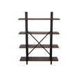 thumbnail image 2 of Benjara BM218710 4 Tier Wood & Metal Frame Bookcase with X Shape Design, Brown & Black, 2 of 5