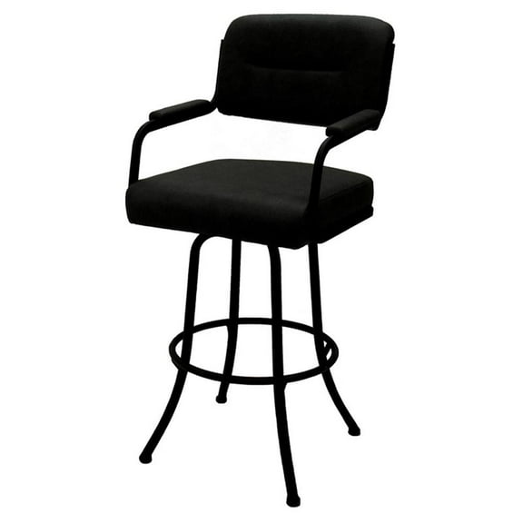Swivel Counter Metal Bar Stool 26" - M-110 - Black Vinyl - Black