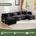 thumbnail image 6 of BedLuxury 146.5’’ U shape Modular Sectional Sofa with Movable Ottomans, Modern Chenille Deep Seat Couches for Living Room, Apartment, Office, 4-Seat, Black, 6 of 9