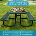 thumbnail image 7 of 72.5" Steel Picnic Table, Rectangular Outdoor Picnic Table with Benches and Umbrella Pole, Heavy Duty Picnic Table for Park, Campground, Garden, Patio, Green, 7 of 7