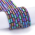 thumbnail image 2 of Electroplate Frosted Glass Beads Strands Full Plated Column Multi-color Plated 4.5~5x2.5mm Hole: 0.8mm about 75pcs/Strand 14.17 inch(36cm), 2 of 4