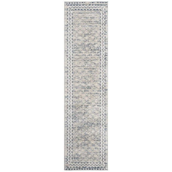 Bowery Hill Contemporary 2' x 12' Runner Rug in Light Gray and Blue