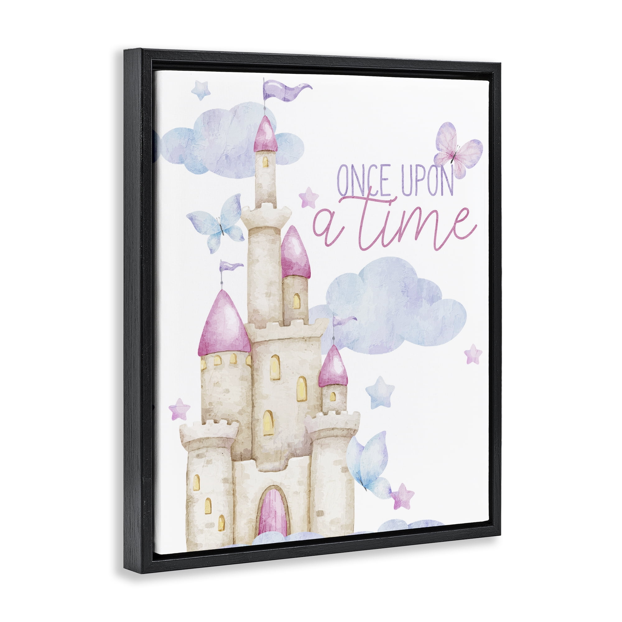 Once Upon A Time Castle Black Framed Floater Canvas Wall Art, design by Kim Allen