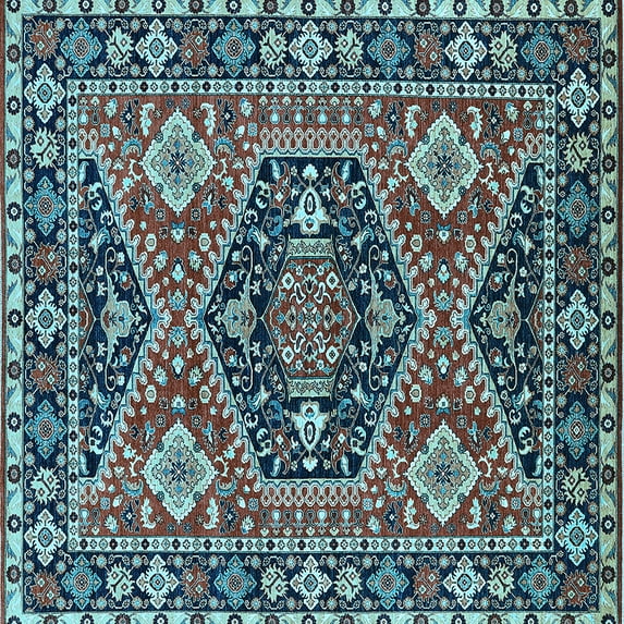 Ahgly Company Indoor Square Persian Light Blue Traditional Area Rugs, 7' Square