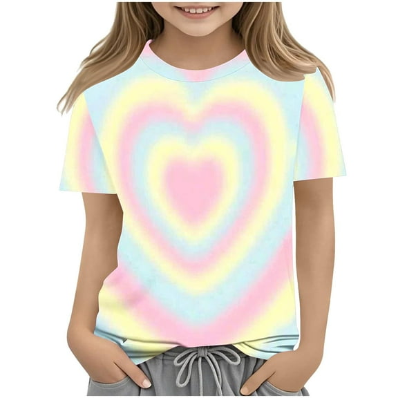 vdgthytj Kids Summer T-Shirts Casual Tie-Dye Crewneck Short Sleeve Tops for Boy Girl 2025 Fashion Tees 3-12 Years
