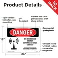 thumbnail image 2 of Rf Microwave Energy Controlled Area Custom OSHA Danger Rigid Plastic Sign 24 Inch x 18 Inch - 10 Pack, 2 of 8
