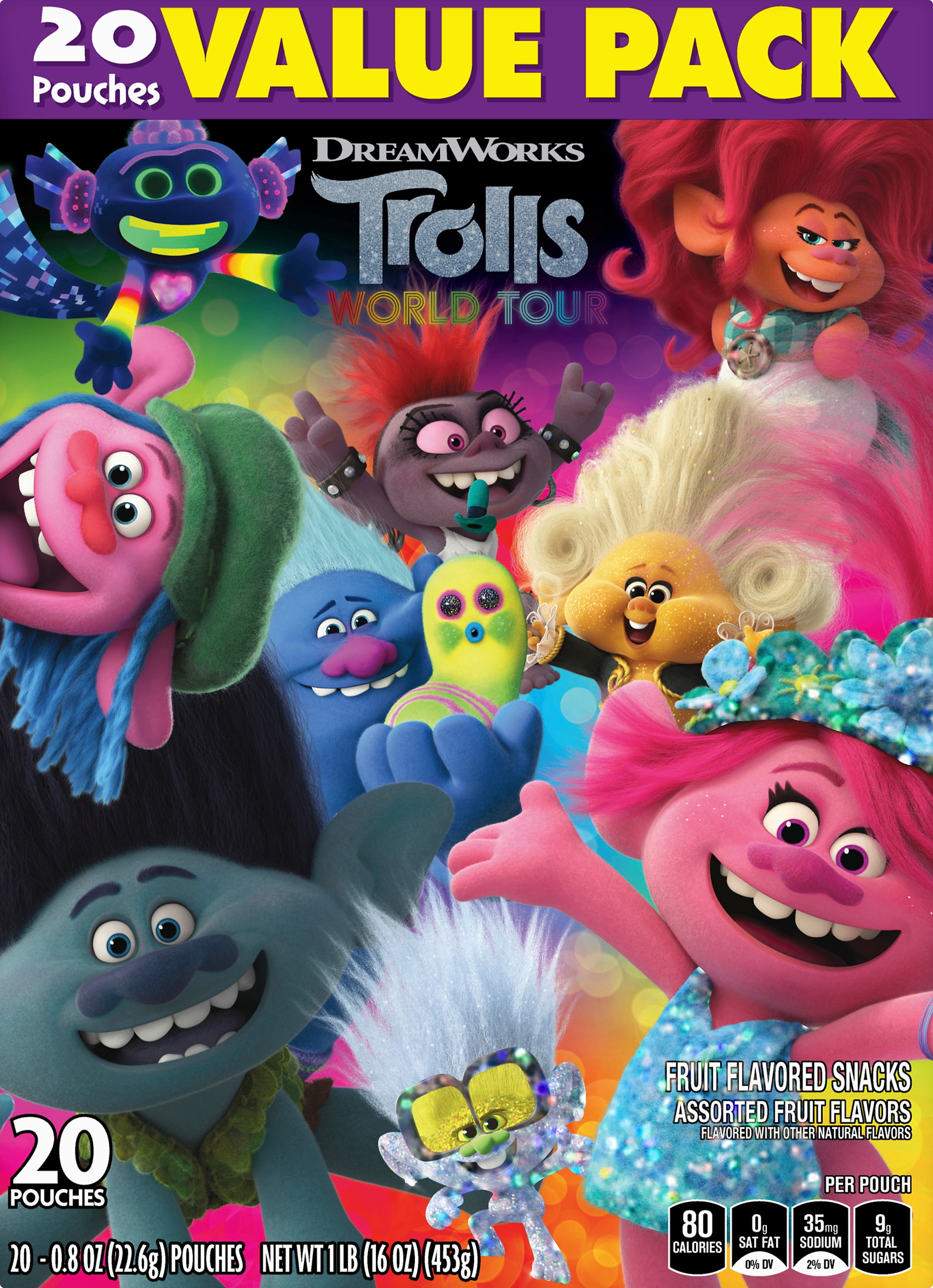 Trolls Fruit Flavored Snacks 20 ct Value Pack, 16 oz
