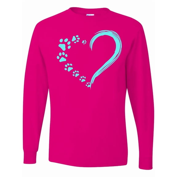 Inktastic Paw Print Heart Long Sleeve T-Shirt