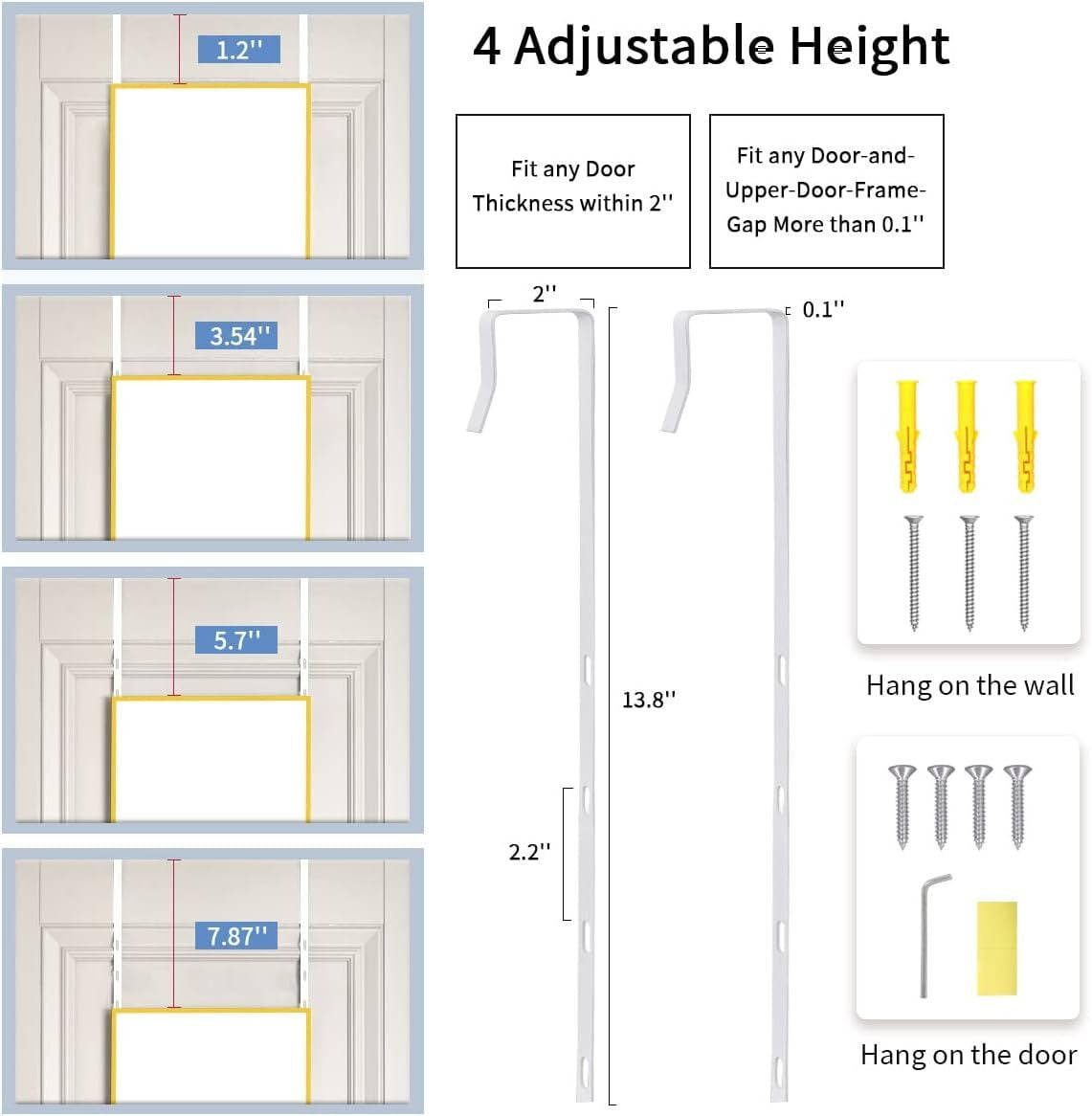 Anyrose 48"x14" Full Length Mirror Over The Door Mirror Wall Mounted, Gold