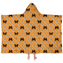 Orange Black Butterfly Pattern Hooded Bath Towel，60"x35" for Ages 3 To 12 Kids, Quick Dry Lightweight Soft Microfiber Hood Beach Towel Cover Up for Kids