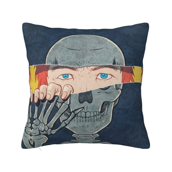 ZICANCN Skull Creativity Drawing Decorative Throw Pillow Covers , Couch Sofa Decorative Knit Pillow Covers for Living Room Farmhouse 12"x12"
