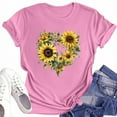 thumbnail image 4 of CCRFTGI Tshirt for Teen Girls Cute Fashion Crewneck T Shirt 2025 Summer Pink Shirt Sunflower Printed Short Sleeve T Shirt,Pink 10-11 Years, 4 of 5